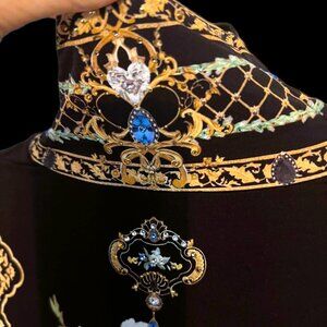 Swarovski Encrusted and Handcrafted Limited Edition Print Flared Pant and Turtle